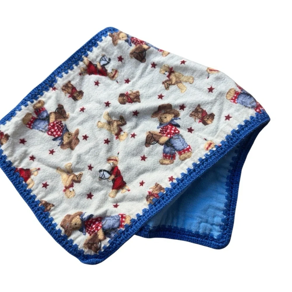 Handmade Cowboy Baby Burp Cloth Western Teddy Bear Print Farm Western Theme